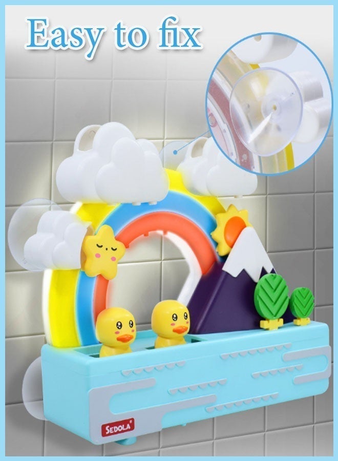 Bath Duck Toy with Light and Music, Toddlers Bathtub Toy with Marble Run, Floating Swimming Duck, Baby Shower Toy, Stick to Wall Bathtub Toy for Toddlers DIY Wall Suction Water Slide Bathtub Toys with Suction Wheels Gift for Boys Girls - Image 5